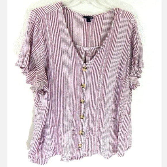 Torrid Striped Rayon Crepe Shirt - Picture 2 of 4